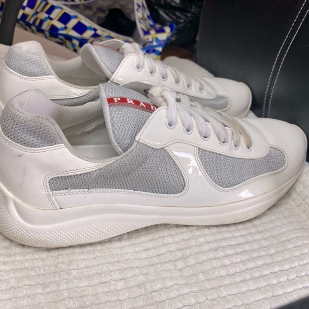 Men’s Prada Sneakers White Grey Size 10 - Picture 6 of 12